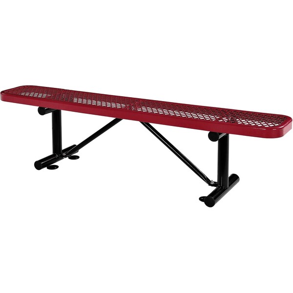 Global Industrial 6ft Outdoor Steel Flat Bench, Expanded Metal, Red 277156RD - main